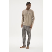 Angbutik Kocabey 9223 Erkek Midi Yaka Pijama Takım Bisküvi
