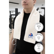 Sporcu Antrenman Havlusu Gym Fitness Plates Boks Tenis Spor Havlu Krem