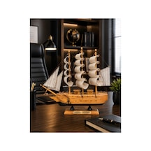 İsime Kişiye Özel Dekoratif Premium Ahşap El Yapımı Yelkenli Gemi Maketi 30 X 30cm Biblo Hediye 530f