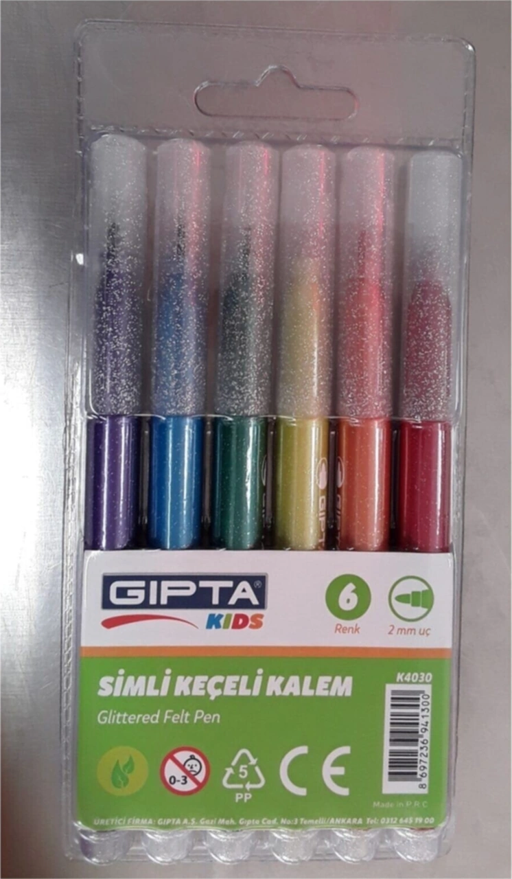 6'lı Simli Keçeli Kalem
