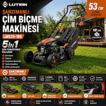 Lutian LM53S-180 53 CM 5in1 Şanzımanlı Benzinli Çim Biçme Makinesi