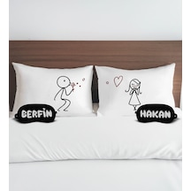Bk Gift Kişiye Özel Sevgili Tasarımlı Pamuklu Yastık Kılıfı Ve Göz Bandı Çift Uyku Seti-2, Tasarım Ev Tekstili, Uyku Bandı, Ev Hediyesi