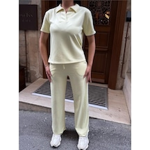 WeShaya Sarı Polyester Elastan Polo Yaka Takım Sarı WeShaya Sarı Polyester Elastan Polo Yaka Takım Sarı