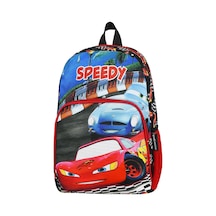 Yeni Sezon Speedy Araba Desenli Suluk Cepli Erkek Çocuk Anaokul Kreş Sırt Çantası Siyah Füme