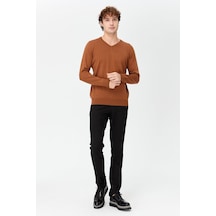 Erkek Basic V Yaka İnce Triko Kazak K.taba K.taba