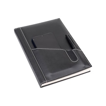 2K 2027 Yeni Yıl Günlük Çizgili Ajanda Deri Telefon Kılıflı Kapak 17x24 CM - Siyah