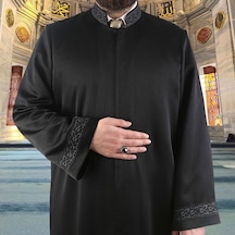 Lüks Mihrab İmam Cübbesi Siyah Sadece Kol Ve Yakada Nakışlı Çok Renkli
