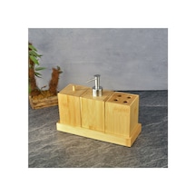4 Adet Tohana Bambu Banyo Seti 25x10x16 Cm Çok Renkli