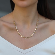 Zirkon Taşlı Küp Trend Gold Gümüş Kolye Gümüş