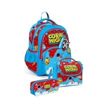 Coral High Üçlü Erkek Çocuk İlkokul Okul Çantası Seti Kırmızı Mavi Astronot Baskılı Setygn33245a Çok Renkli