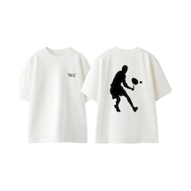 Thewert Tennis 6 Tasarım Sırt Baskılı Pamuk Beyaz Oversize T-shirt