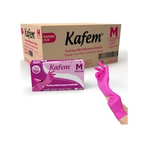 Kafem Pembe Nitril Eldiven Pudrasız M 100 Lü X 20 Paket Koli