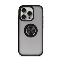 Newface Apple İphone 16 Pro Max Kılıf Montreal Yüzüklü Silikon Kapak - Siyah
