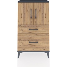 Arges Komodin 2 Raflı 2 Çekmeceli 2 Kapaklı 60x30x106 Antrasi... Antrasit