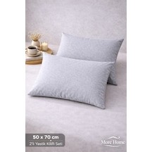 More Home Kapaklı Yastık Kılıfı 2 Adet 50x70 cm Gri