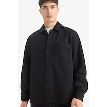 Defacto Regular Fit Dokuma Uzun Kollu Gömlek E9203ax25aubk81 Siyah