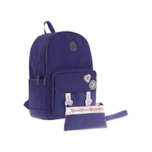 Kaukko Parlak Love Şeritli Lacivert Okul Çantası Ve Cüzdan Tipi Kalemlik Seti Kk-k1843+kk-k2754 Lacivert