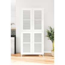 Enwood Deneb Mdf Beyaz 4 Kapaklı Panjur Kapak Ahşap Ayaklı Kiler