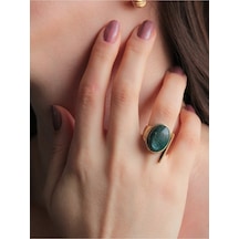 Doğal Taş Krizokol Taşı Ayarlanabilir Kadın Yüzük Euy2kl