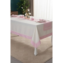Armine Pamuk Pembe Peçeteli Sofra Takımı 8 Kişilik 170x230cm 18 Prç-1317 Çok Renkli