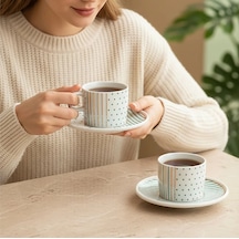 Güral Porselen Mental 4 Parça Çay Fincan Takımı Yeşil 6548