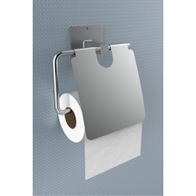 Buççin Online Mağaza Yapışkanlı Paslanmaz Kapaklı Gümüş Tuvalet Kağıdı Tutacağı/tuvalet Wc Kağıtlık Metal Gümüş Çok Renkli