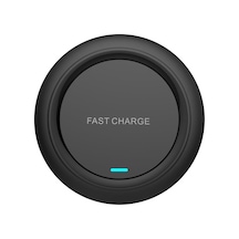 Q18 Yuvarlak Şekil Kablosuz Şarj Cihazı 15w Hızlı Şarj Masaüstü Şarj Pedi - Siyah Siyah