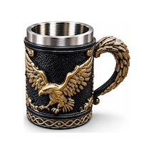 5 Adet Kartal Tasarımlı 3d Kabartmalı Paslanmaz Çelik Kupa Bardak 3d Kabartmalı Tasarım, Paslanmaz Mug, Metal Kupa, Kartal Motifli 1
