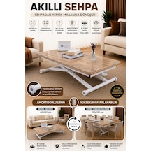 Sehpam Akıllı Home Üst Tabla Mdf Antiklayt Oval Köşe Alt Beyaz Antiklayt
