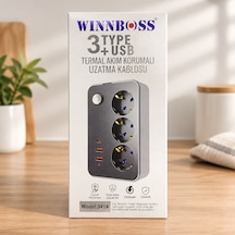 Termal Akım Korumalı 3 Prizli Usb'li Priz 11318708
