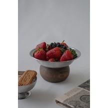 Ahşap Ayaklı 15,5 Cm Çerez Meyve Kuruyemiş Sunum Kase Stand Metalik - 821831255 Metalik