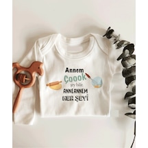 İmaj Tuğbababy Annem Çok Şey Bilir Anneannem Her Şeyi Uzunkol Bebek Body Beyaz
