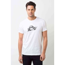 Motor Ride Clipart Flames Bike Baskılı Beyaz Erkek Tshirt