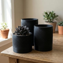 Comes - Kumru 3'lü Minimalist Dekoratif Saksı Seti Siyah Diğer