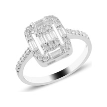 Gümüş Rodyumlu Gümüş Baget Taşlı Yüzük (528024933)