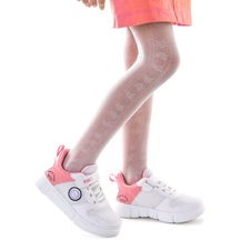 Kiko Kids Cırtlı Fileli Kız Çocuk Spor Ayakkabı 3011 Beyaz - Şeker 001