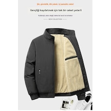 Fleece-lined, Thickened Stand-up Collar Casual Men's Jacket Mavi