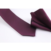 Demfashion Özel Desenli Kravat Mendil Seti - Bordo (533064189) Bordo