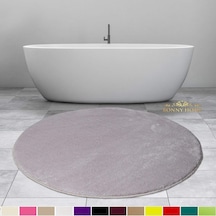 Bonny Home Elite Gri 100x100 Cm Yuvarlak Peluş Banyo Paspası Kaymaz Gri