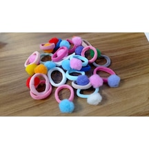 Şehrazat Handmade 10 Lu Renkli Pomponlu Lastik Saç Tokası Çok Renkli