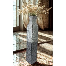 Msl-208 Metal Dekoratif Vazo 64x11 Cm İnce Uzun Modern Şık Salon Vazo Altın