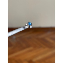 %100 G23 Titanyum Güneş Mavi Opal Zirkon Altın Titanyum 6x1.2mm Labret Piercing Çok Renkli