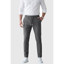 Deepsea Antrasit Slim Fit Beli Lastikli İpli Likralı Soft Touch Erkek Spor Pantolon 2601746