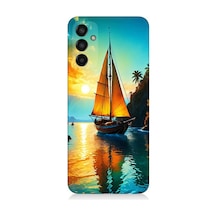 Samsung Galaxy M13 Uyumlu Gün Batımında Yelkenli Tekne Desenli Silikon Kılıf Çok Renkli Samsung Galaxy M13 Uyumlu Gün Batımında Yelkenli Tekne Desenli Silikon Kılıf Çok Renkli