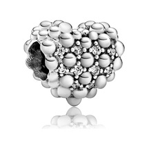 Fubena Boncuk İşlemeli Taşlı Kalp Charm