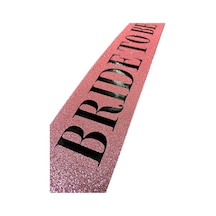 Mey İthalat Pembe Üzeri Siyah Kalın Bride To Be Yazılı Simli Işıltılı Kuşak Kemer 10x80 Cm