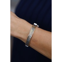 Yenigün Kuyumculuk 14 Ayar Altın Beyaz Altın Şeritli Kelepçe Klp23973 Sarı Altın