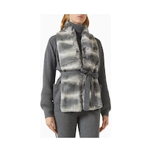 Izaak Azanei Fur Tie - Detail Jacket, Şık Ve Lüks Kadın Kürk Detaylı Ceket Gri