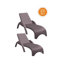 Omnipazar Trk-860 Siesta Fiji Rattan Desenli Ayarlanabilir Lüks Şezlong Kahverengi 2'li Set Kahverengi