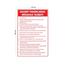 Lucena Metal Solvent Yangınlarına Müdahale Talimatı 15 Cm X 20 Cm Uyarı Levhası Yönlendirme Tabelası